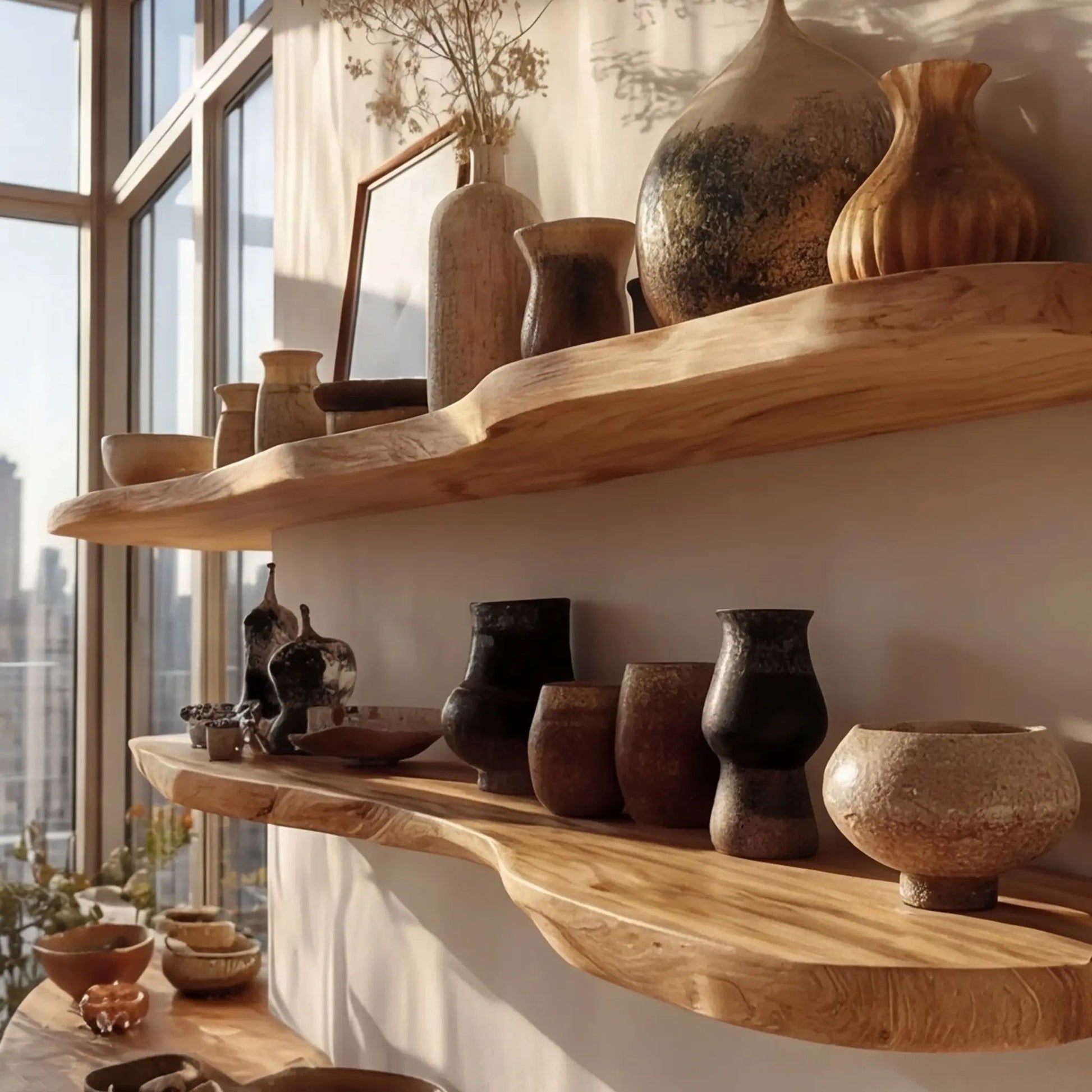Valenor Live Edge Solid Wood Floating Shelf SPA245642 Kitchnce