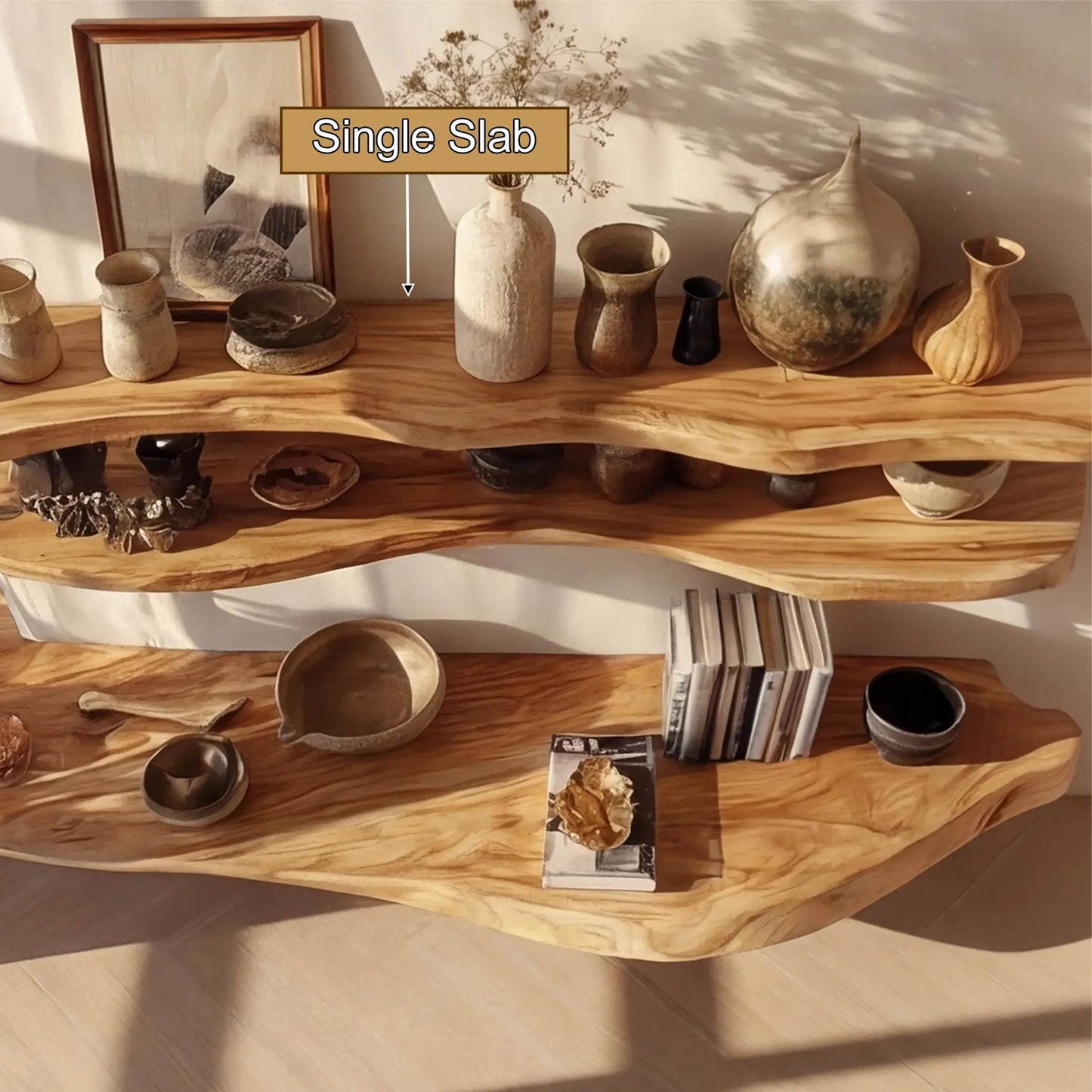 Valenor Live Edge Solid Wood Floating Shelf SPA245642 Kitchnce