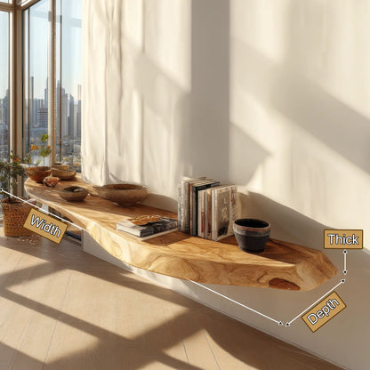 Valenor Live Edge Solid Wood Floating Shelf SPA245642 Kitchnce
