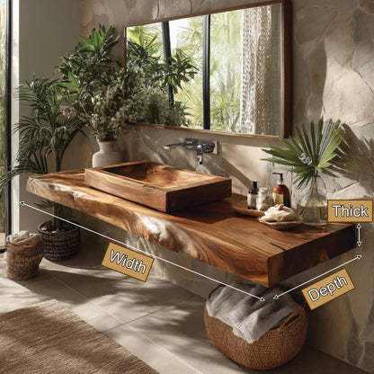 Valrion Live Edge Solid Wood Floating Bathroom Vanity SPA254879 Kitchnce