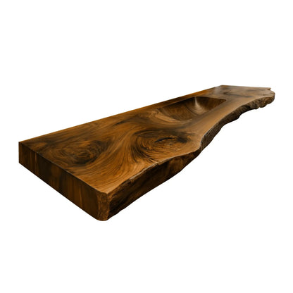 Valtero Sculpted Live Edge Solid Wood Floating Bathroom Vanity with Integrated Sink Kitchnce