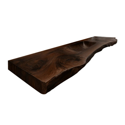 Valtero Sculpted Live Edge Solid Wood Floating Bathroom Vanity with Integrated Sink Kitchnce