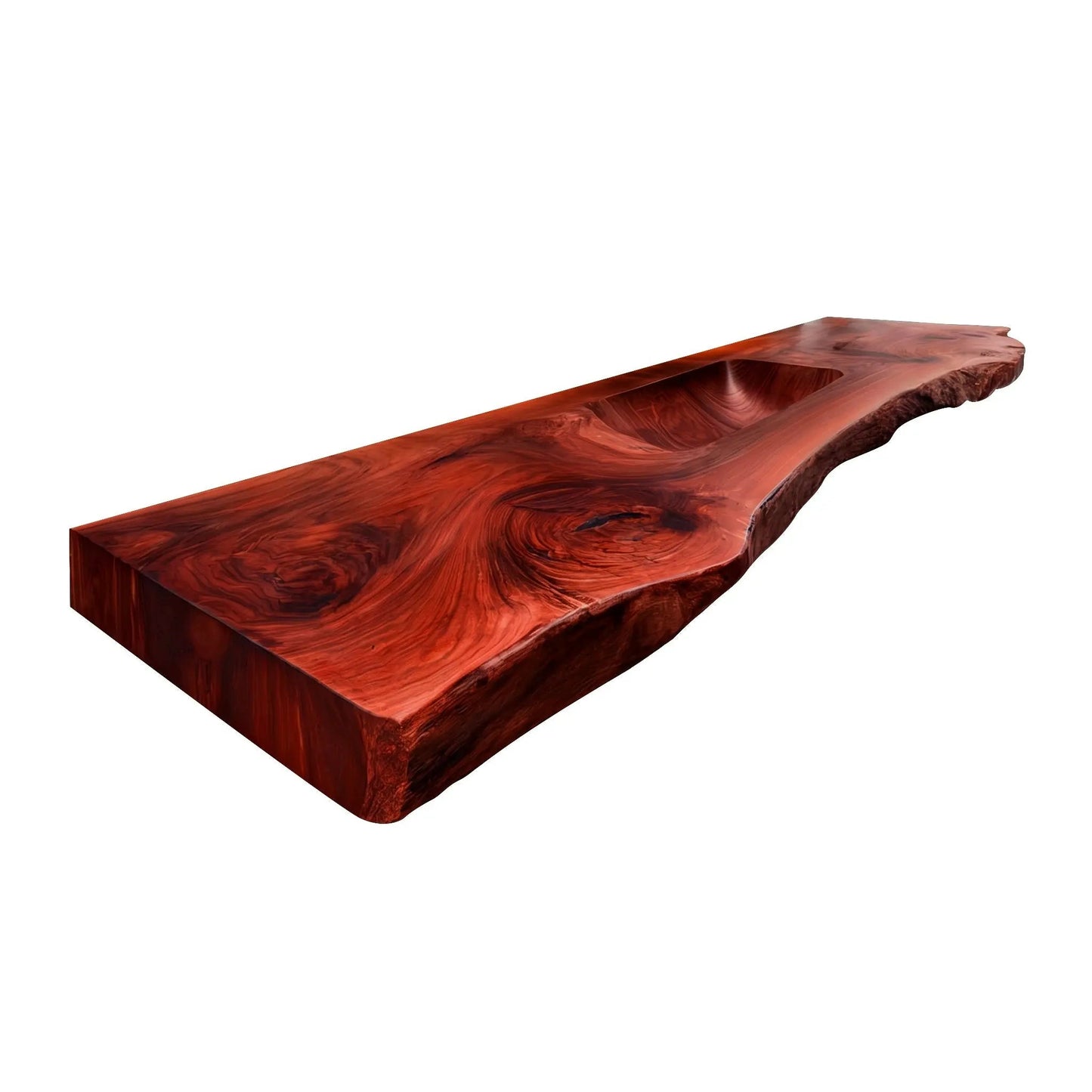 Valtero Sculpted Live Edge Solid Wood Floating Bathroom Vanity with Integrated Sink Kitchnce