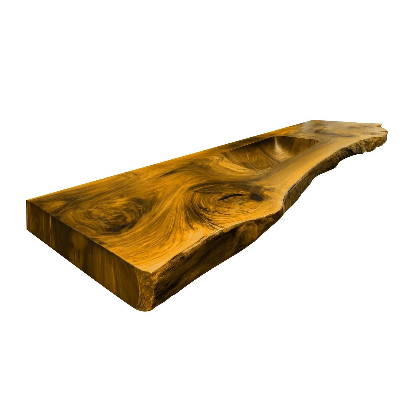 Valtero Sculpted Live Edge Solid Wood Floating Bathroom Vanity with Integrated Sink Kitchnce