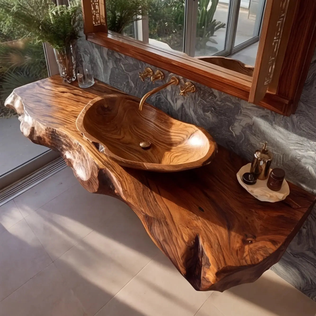 Valtherin Live Edge Solid Wood Floating Bathroom Vanity SPA259396 Kitchnce