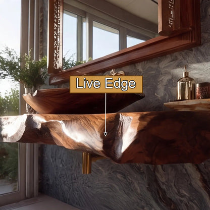 Valtherin Live Edge Solid Wood Floating Bathroom Vanity SPA259396 Kitchnce