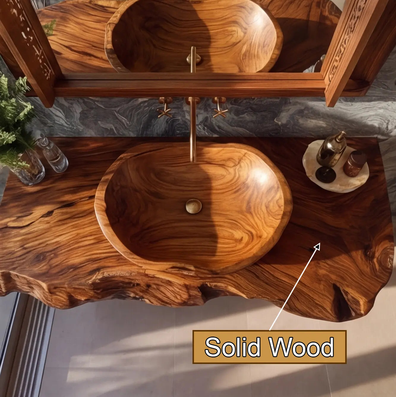 Valtherin Live Edge Solid Wood Floating Bathroom Vanity SPA259396 Kitchnce