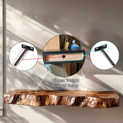Varcello Live Edge Solid Wood Floating Shelf SPA365435 Kitchnce