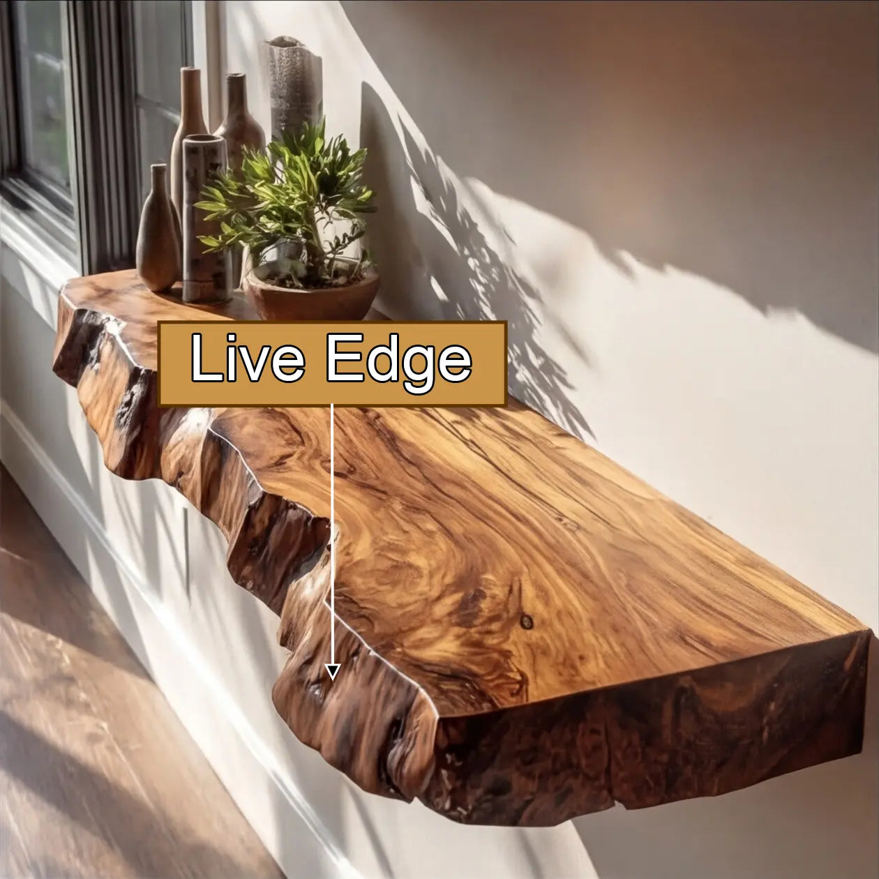 Varcello Live Edge Solid Wood Floating Shelf SPA365435 Kitchnce