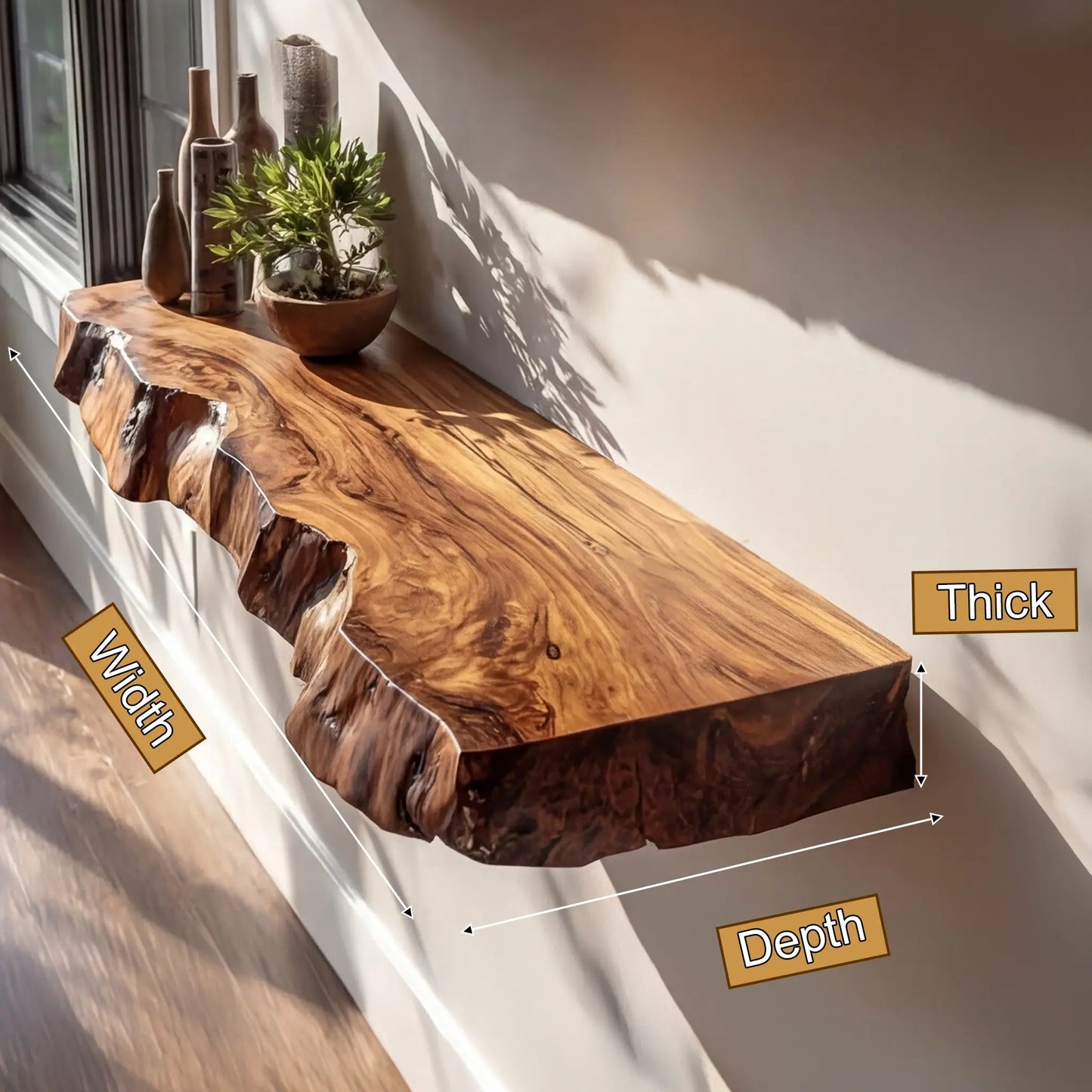Varcello Live Edge Solid Wood Floating Shelf SPA365435 Kitchnce