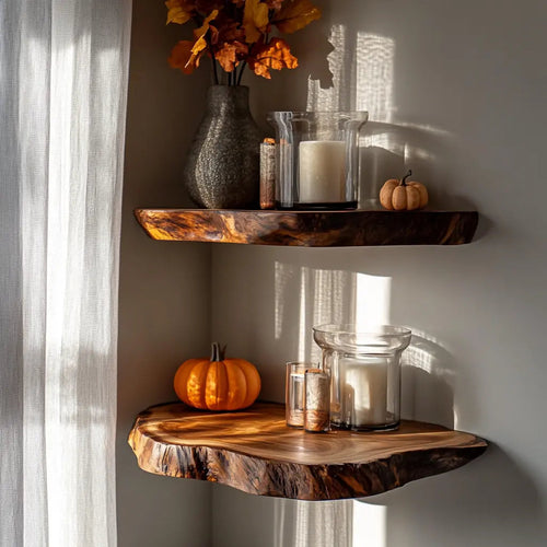 Vardell Live Edge Solid Wood Floating Shelf SPA638541 Kitchnce