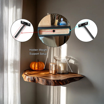 Vardell Live Edge Solid Wood Floating Shelf SPA638541 Kitchnce