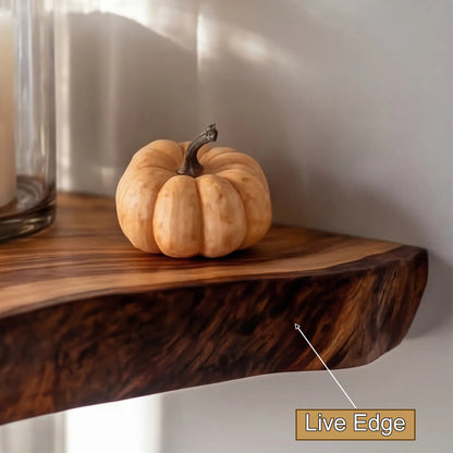 Vardell Live Edge Solid Wood Floating Shelf SPA638541 Kitchnce