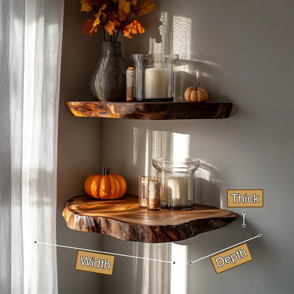 Vardell Live Edge Solid Wood Floating Shelf SPA638541 Kitchnce