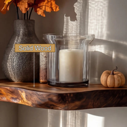 Vardell Live Edge Solid Wood Floating Shelf SPA638541 Kitchnce