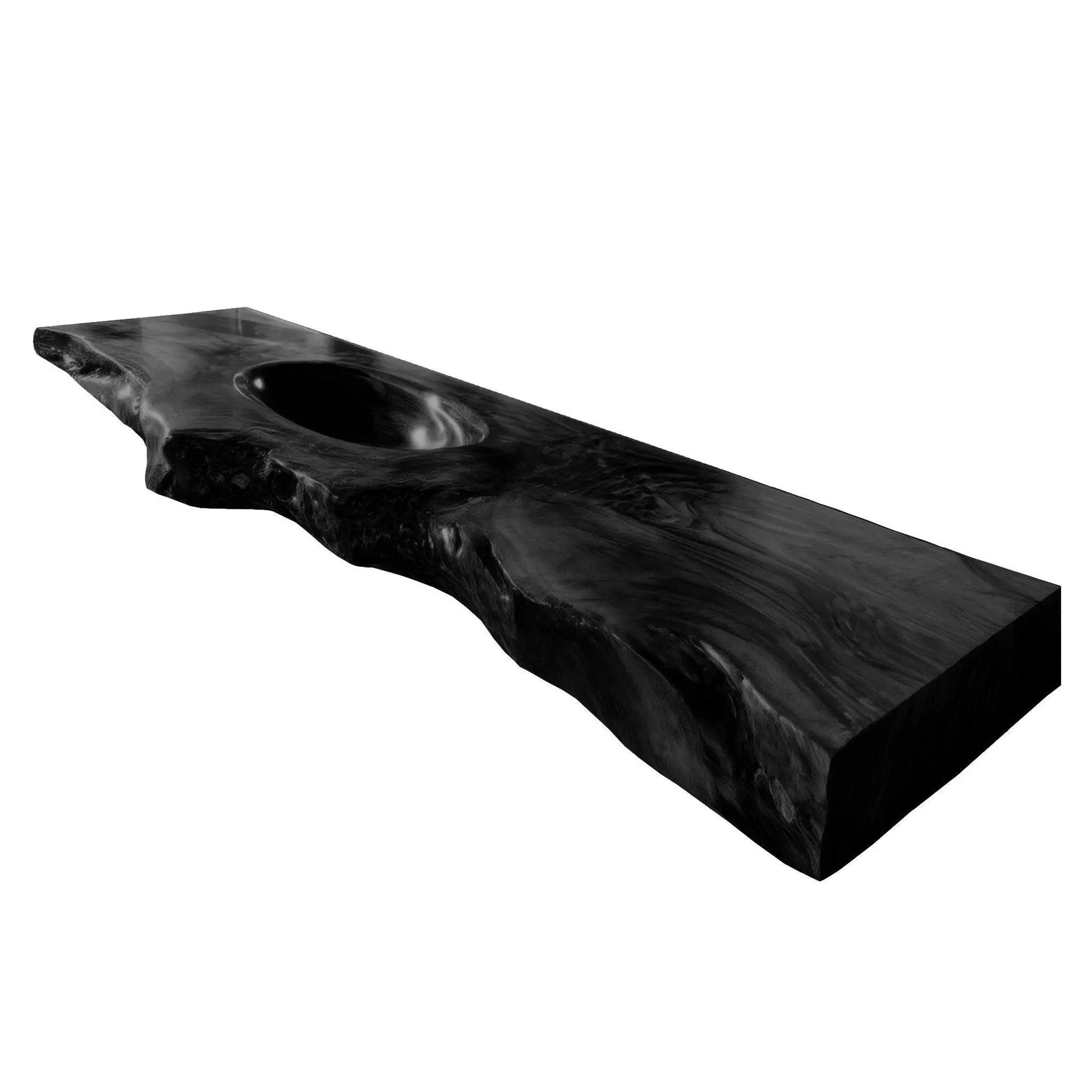 Varello Handcrafted Live Edge Solid Wood Floating Bathroom Vanity with Integrated Sink Kitchnce