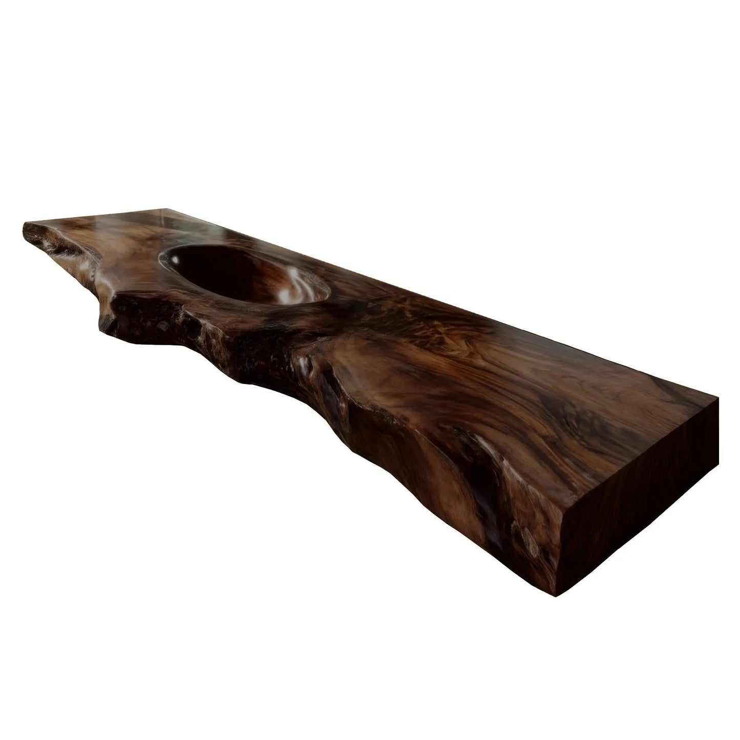 Varello Handcrafted Live Edge Solid Wood Floating Bathroom Vanity with Integrated Sink Kitchnce
