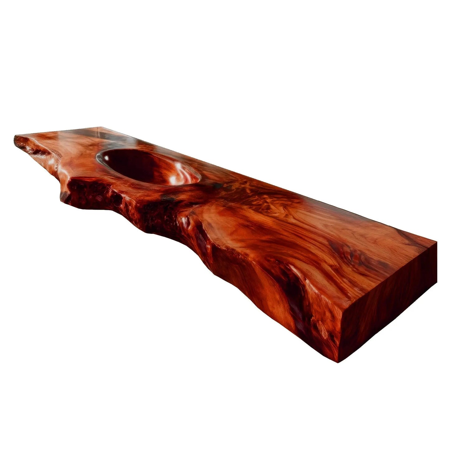 Varello Handcrafted Live Edge Solid Wood Floating Bathroom Vanity with Integrated Sink Kitchnce