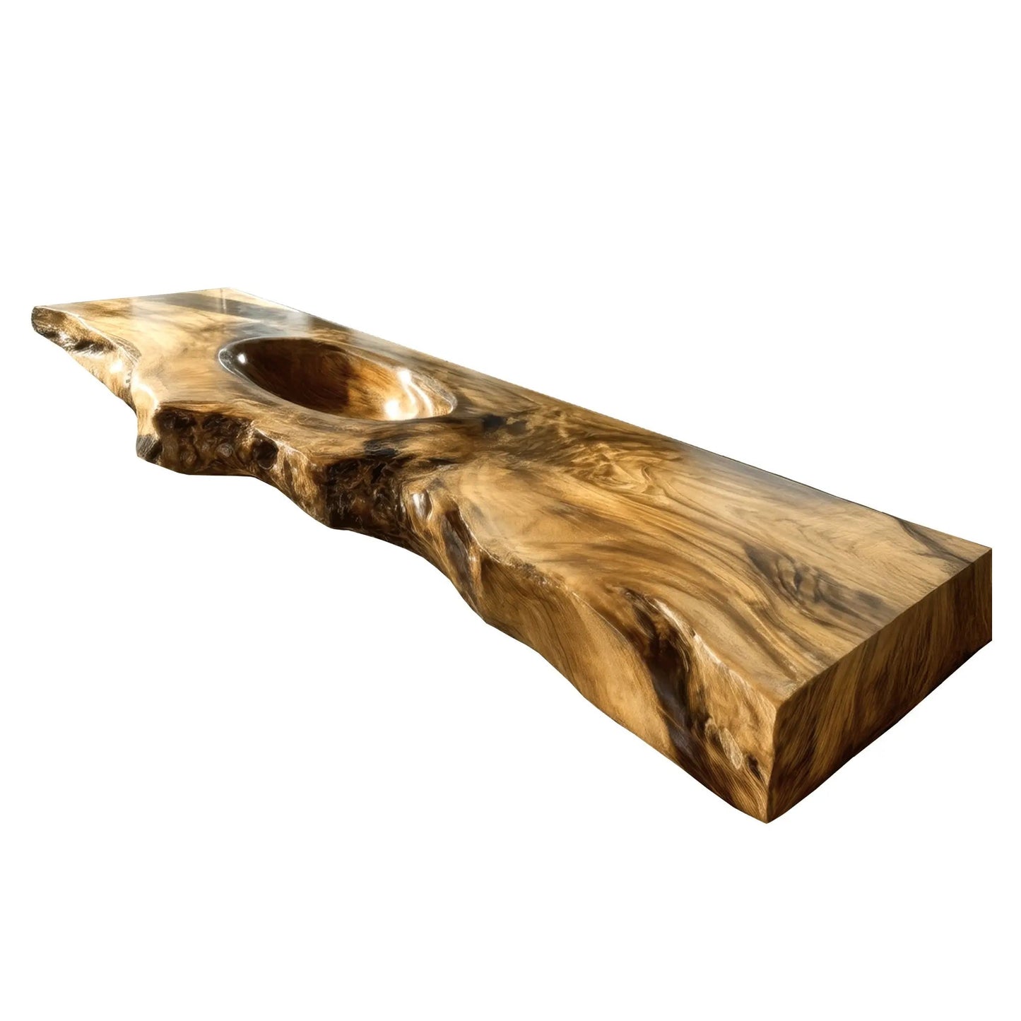 Varello Handcrafted Live Edge Solid Wood Floating Bathroom Vanity with Integrated Sink Kitchnce