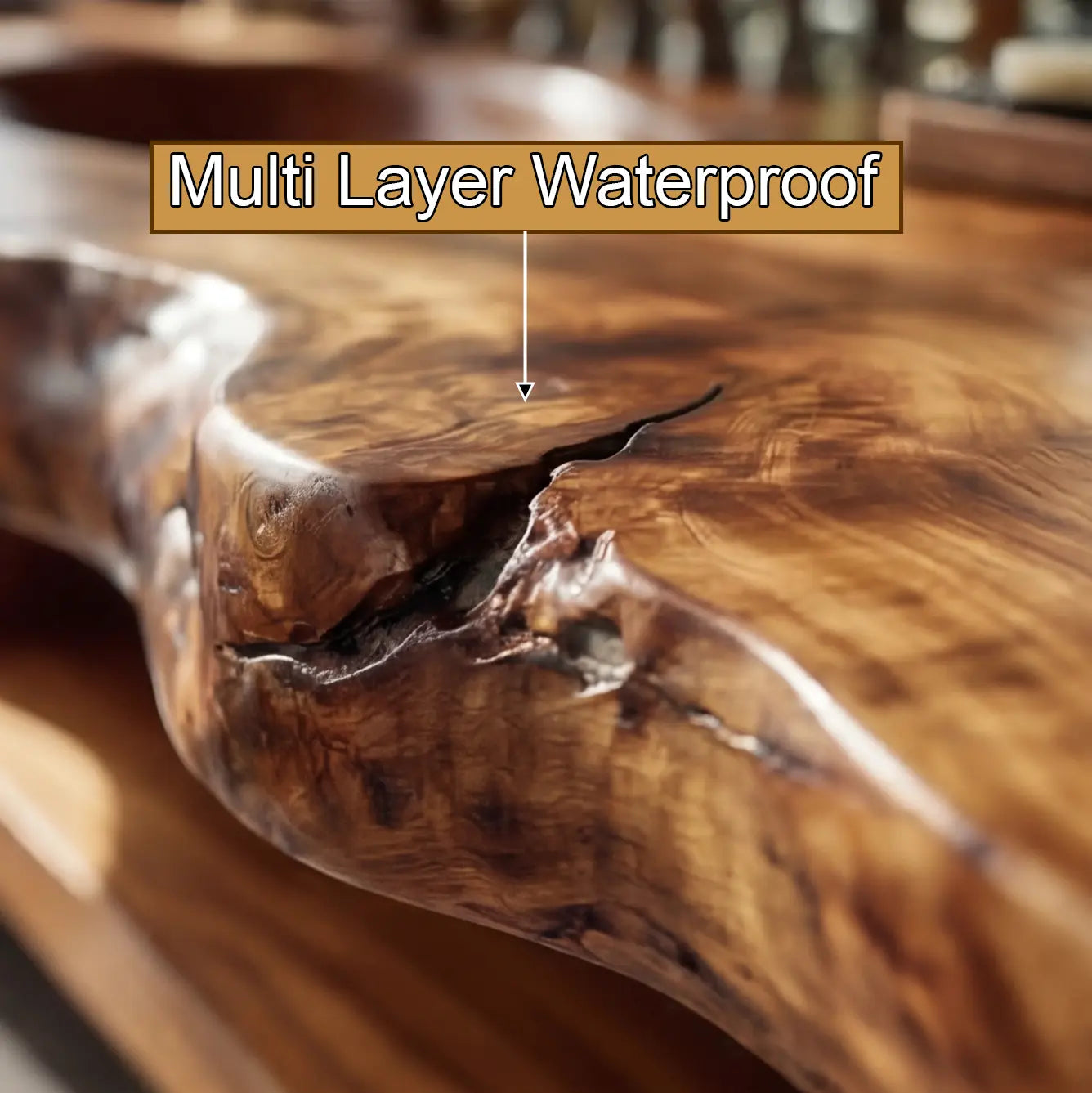 Varello Handcrafted Live Edge Solid Wood Floating Bathroom Vanity with Integrated Sink Kitchnce