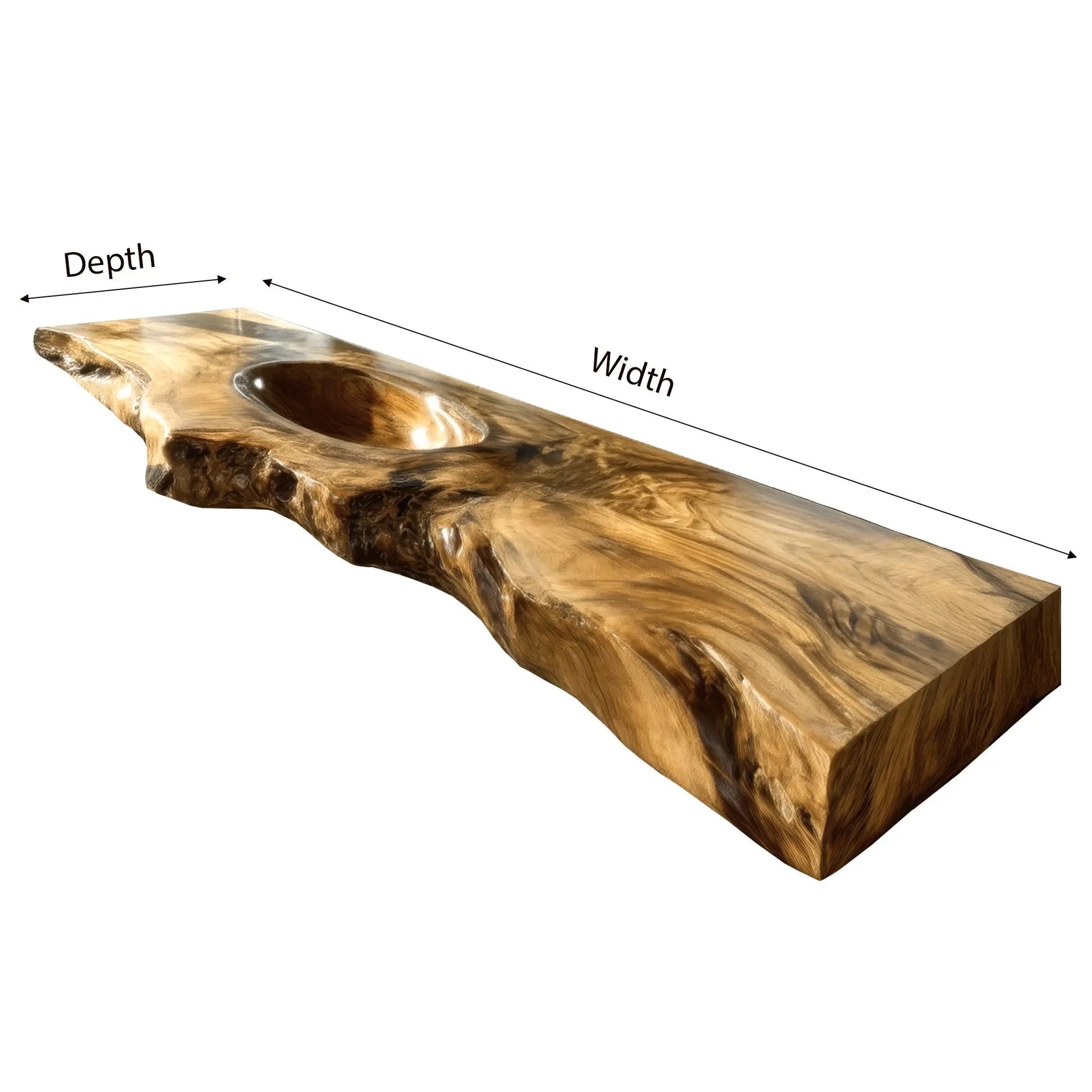 Varello Handcrafted Live Edge Solid Wood Floating Bathroom Vanity with Integrated Sink Kitchnce