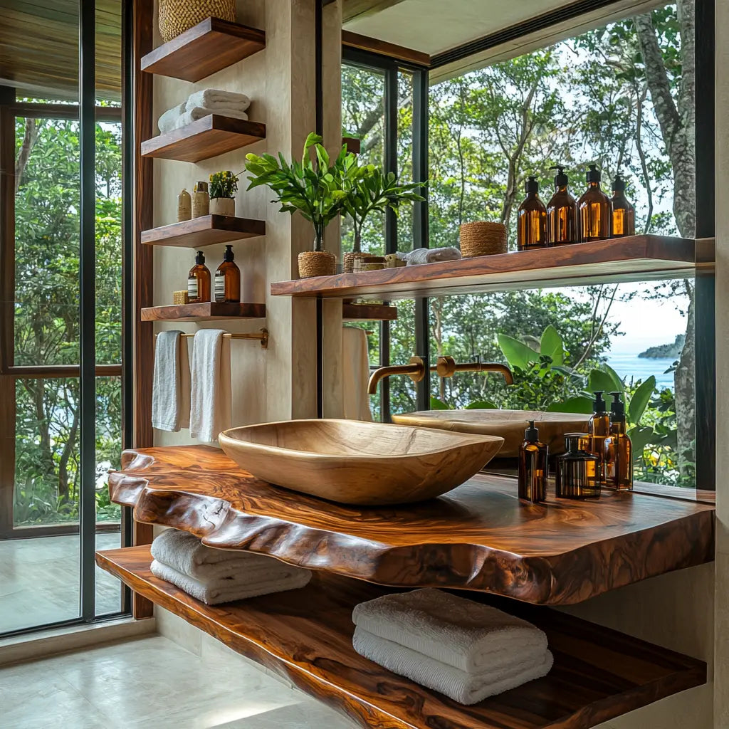 Varento Live Edge Solid Wood Floating Bathroom Vanity SPA346468 Kitchnce