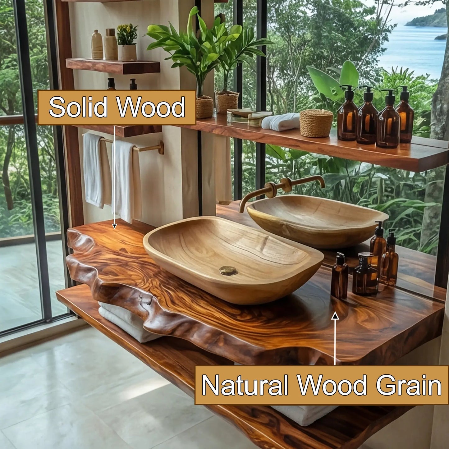 Varento Live Edge Solid Wood Floating Bathroom Vanity SPA346468 Kitchnce