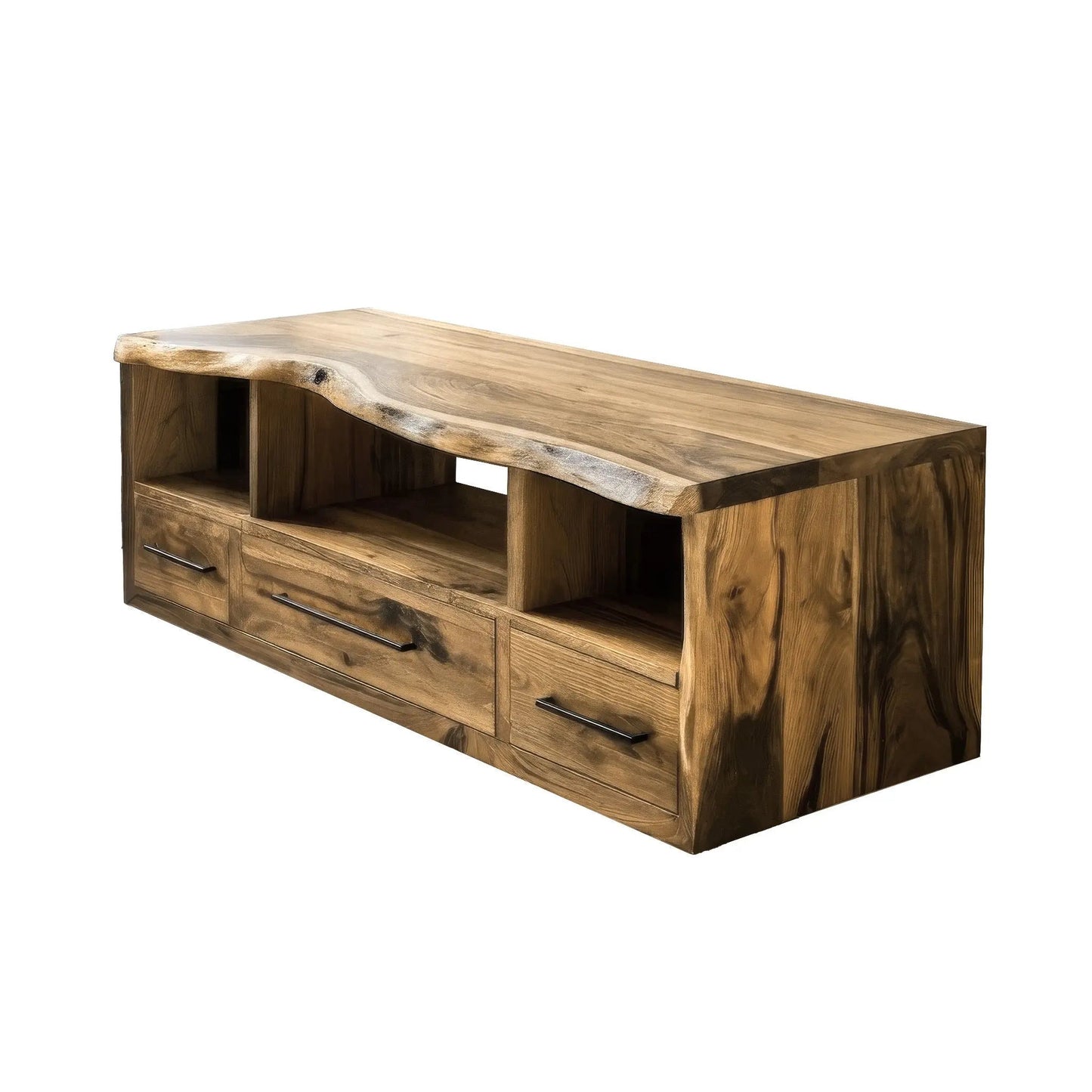 Vareon Live Edge Solid Wood Floating Bathroom Vanity with Drawers Kitchnce