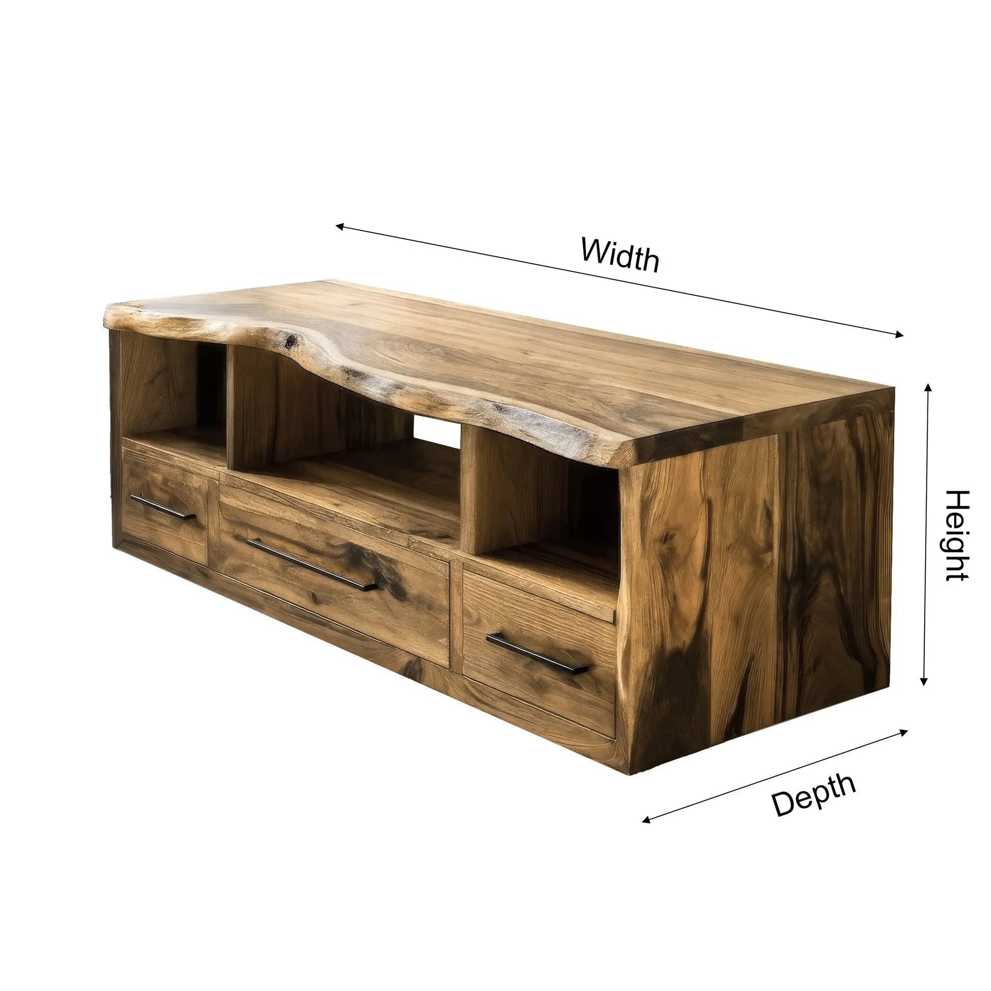 Vareon Live Edge Solid Wood Floating Bathroom Vanity with Drawers Kitchnce