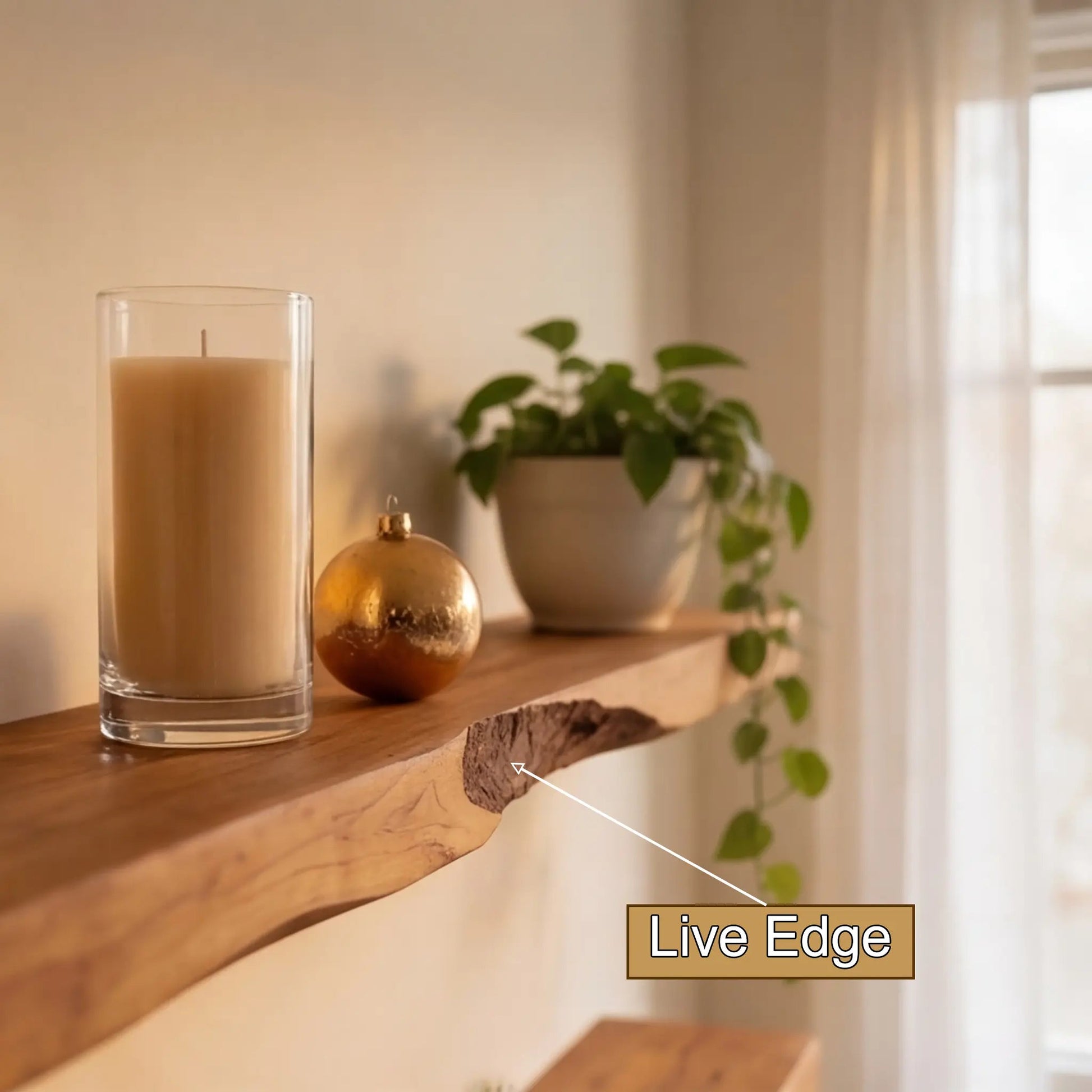Vareon Live Edge Solid Wood Floating Shelf SPA941384 Kitchnce