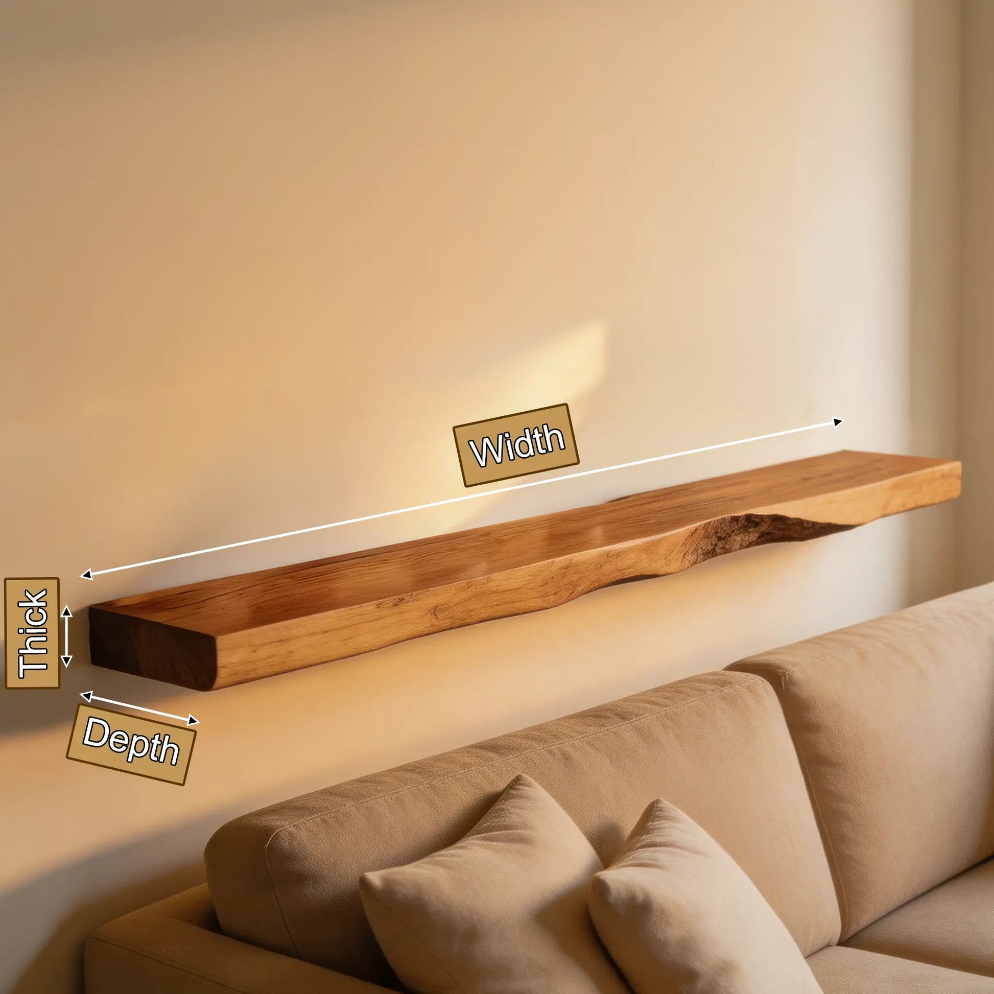 Vareon Live Edge Solid Wood Floating Shelf SPA941384 Kitchnce