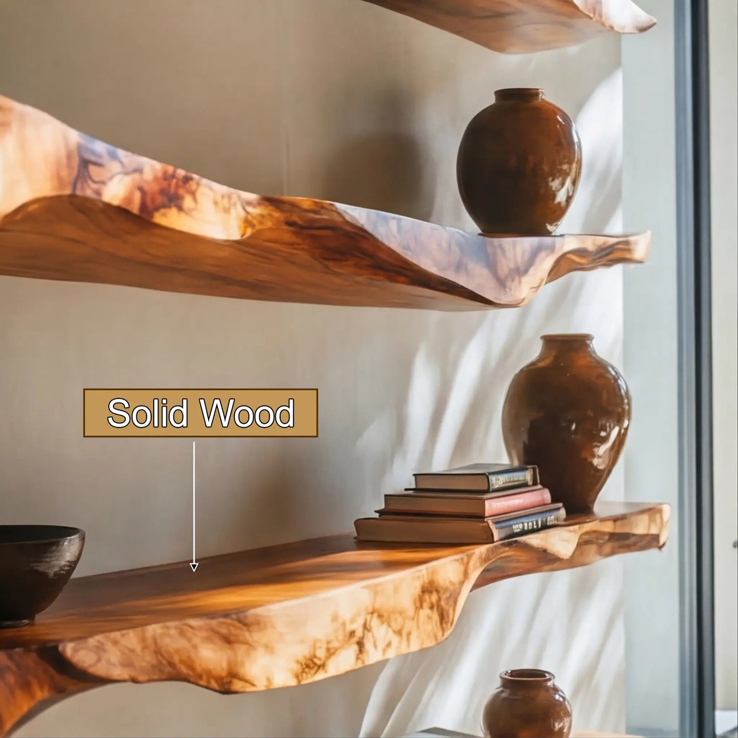 Varneth Live Edge Solid Wood Floating Shelf SPA503125 Kitchnce