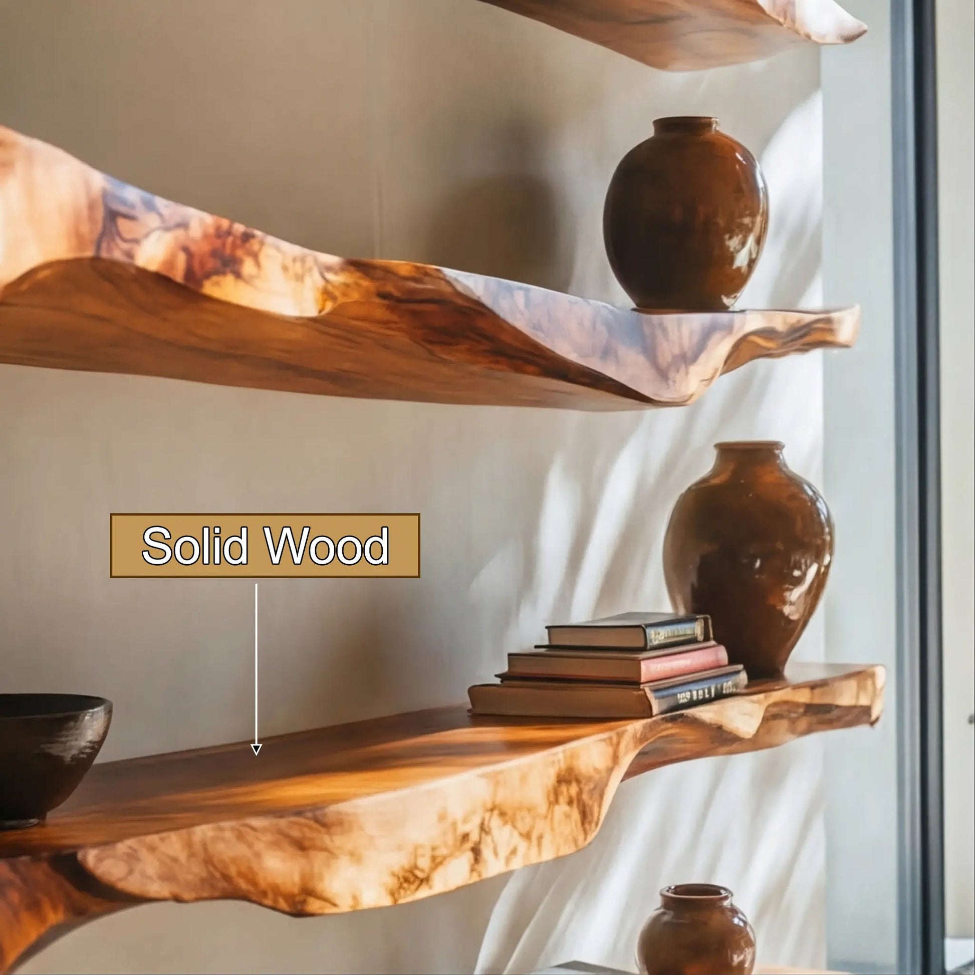 Varneth Live Edge Solid Wood Floating Shelf SPA503125 Kitchnce