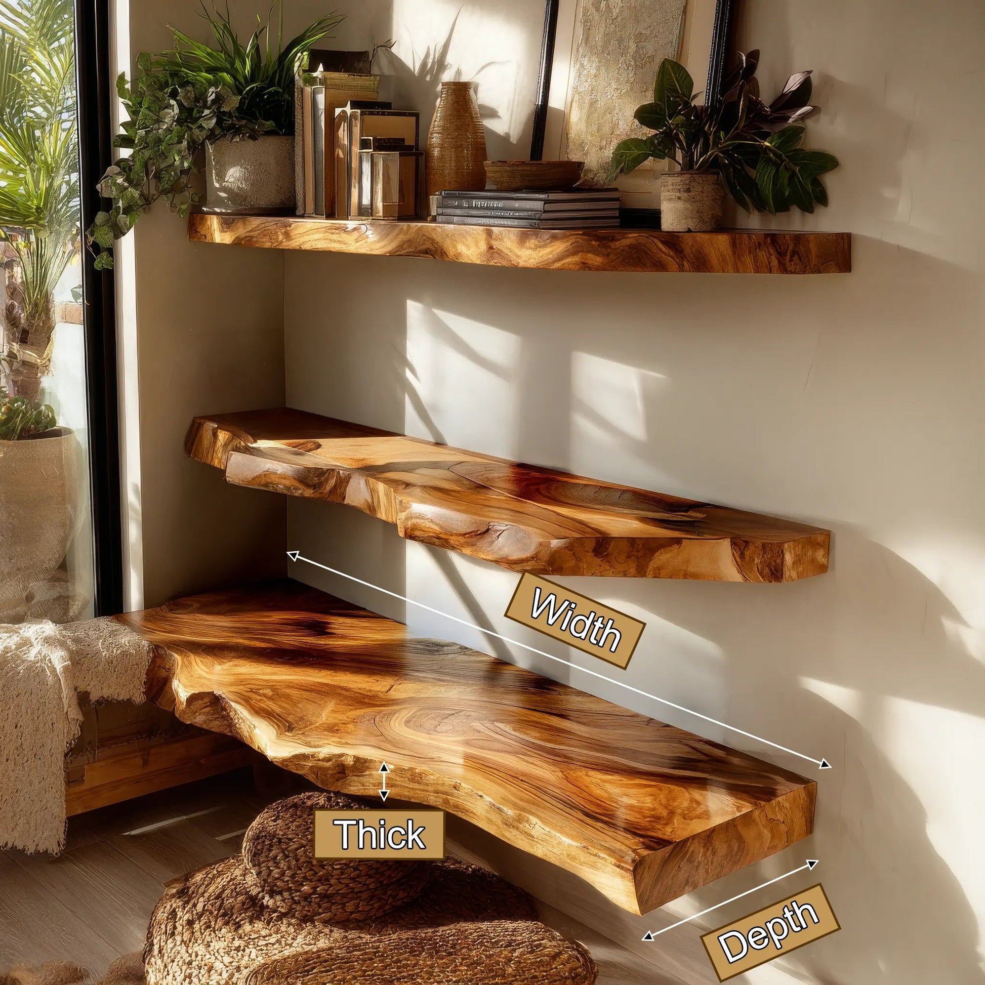 Velaro Live Edge Solid Wood Floating Shelves Kitchnce