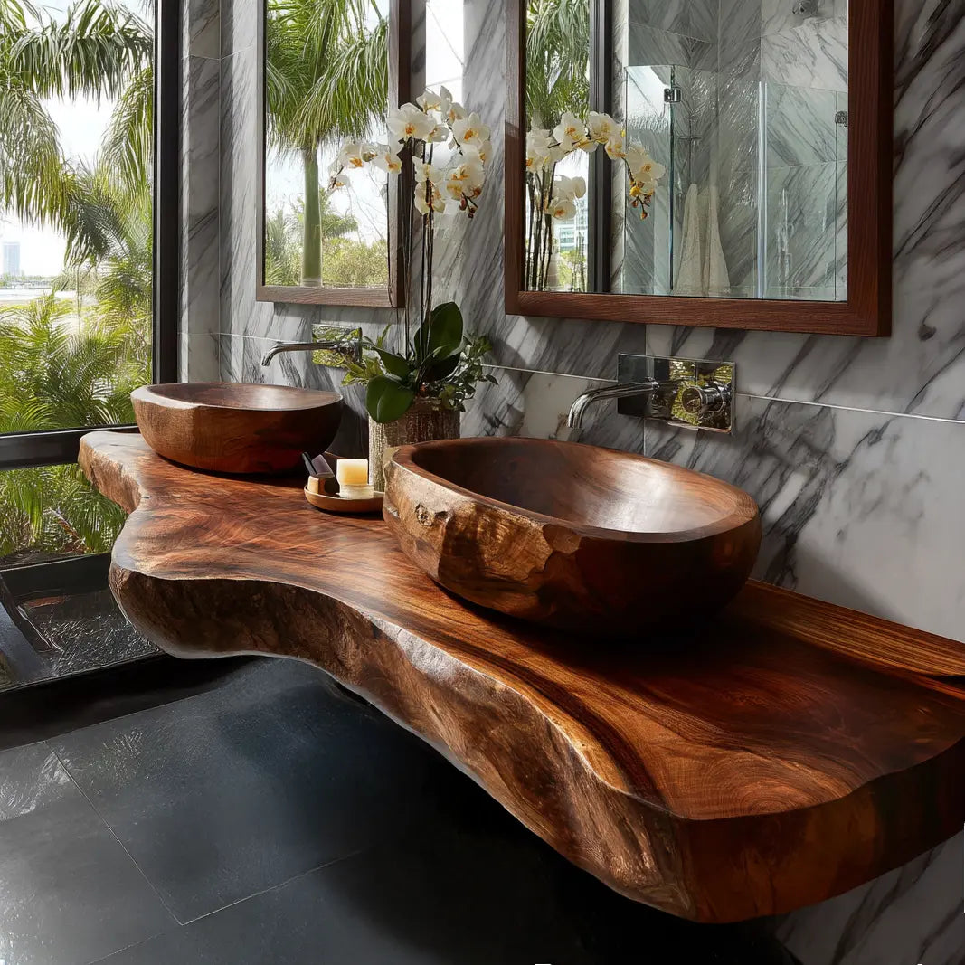 Velcanto Live Edge Solid Wood Floating Bathroom Vanity SPA349352 Kitchnce