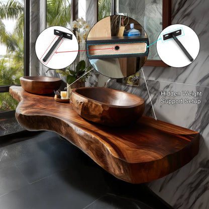 Velcanto Live Edge Solid Wood Floating Bathroom Vanity SPA349352 Kitchnce