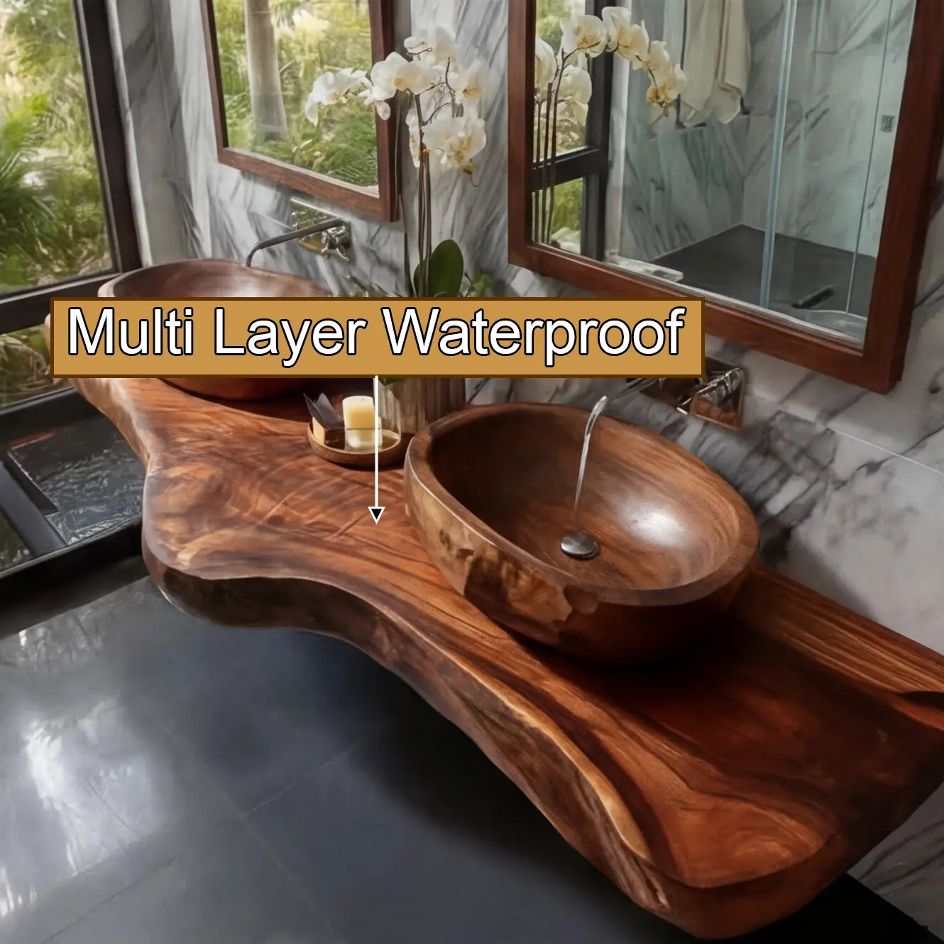 Velcanto Live Edge Solid Wood Floating Bathroom Vanity SPA349352 Kitchnce