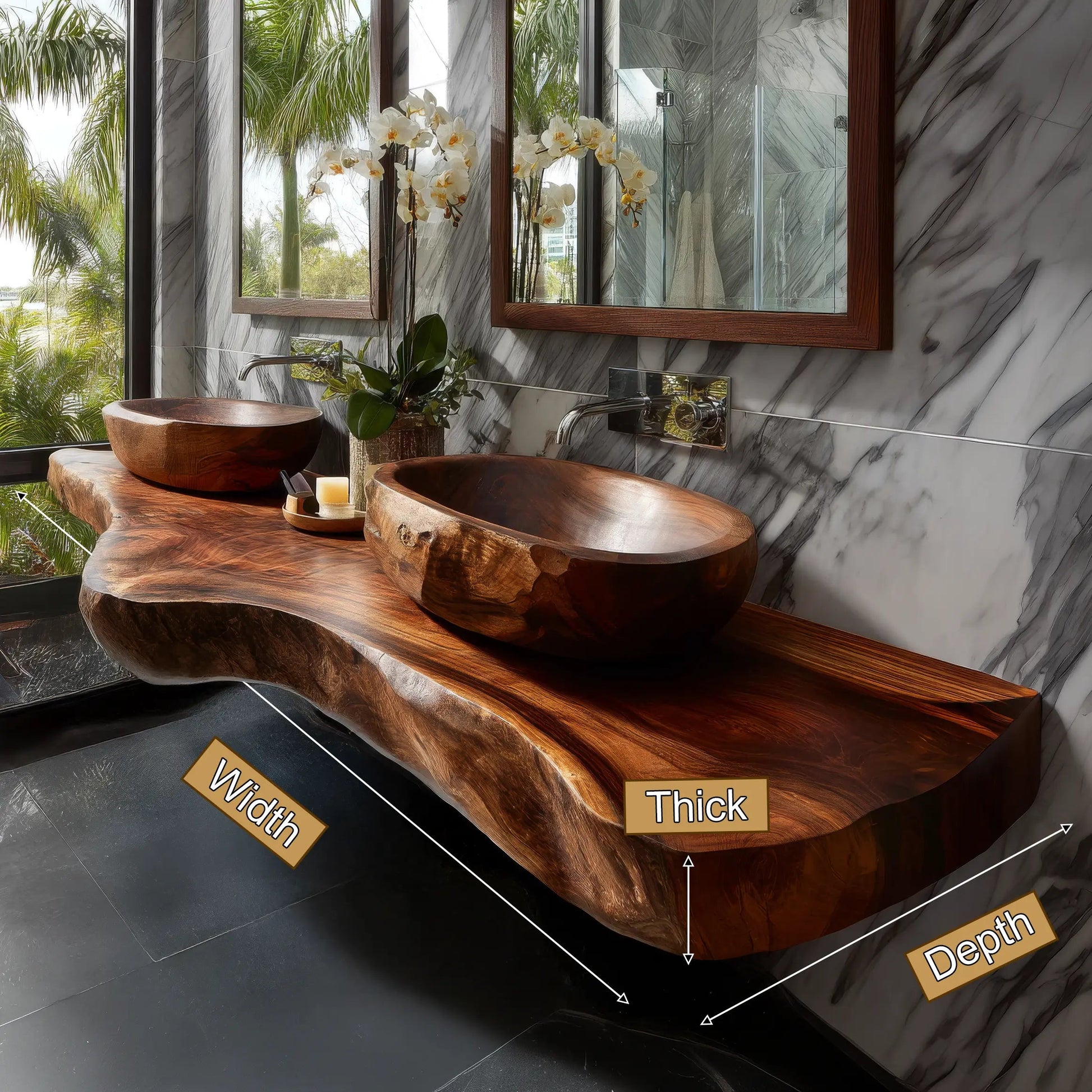 Velcanto Live Edge Solid Wood Floating Bathroom Vanity SPA349352 Kitchnce
