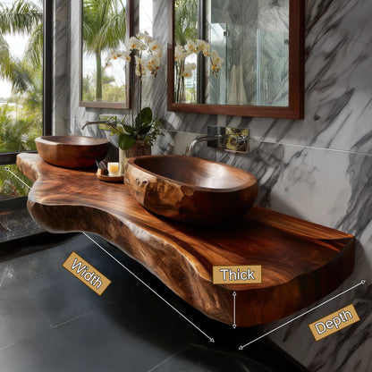 Velcanto Live Edge Solid Wood Floating Bathroom Vanity SPA349352 Kitchnce