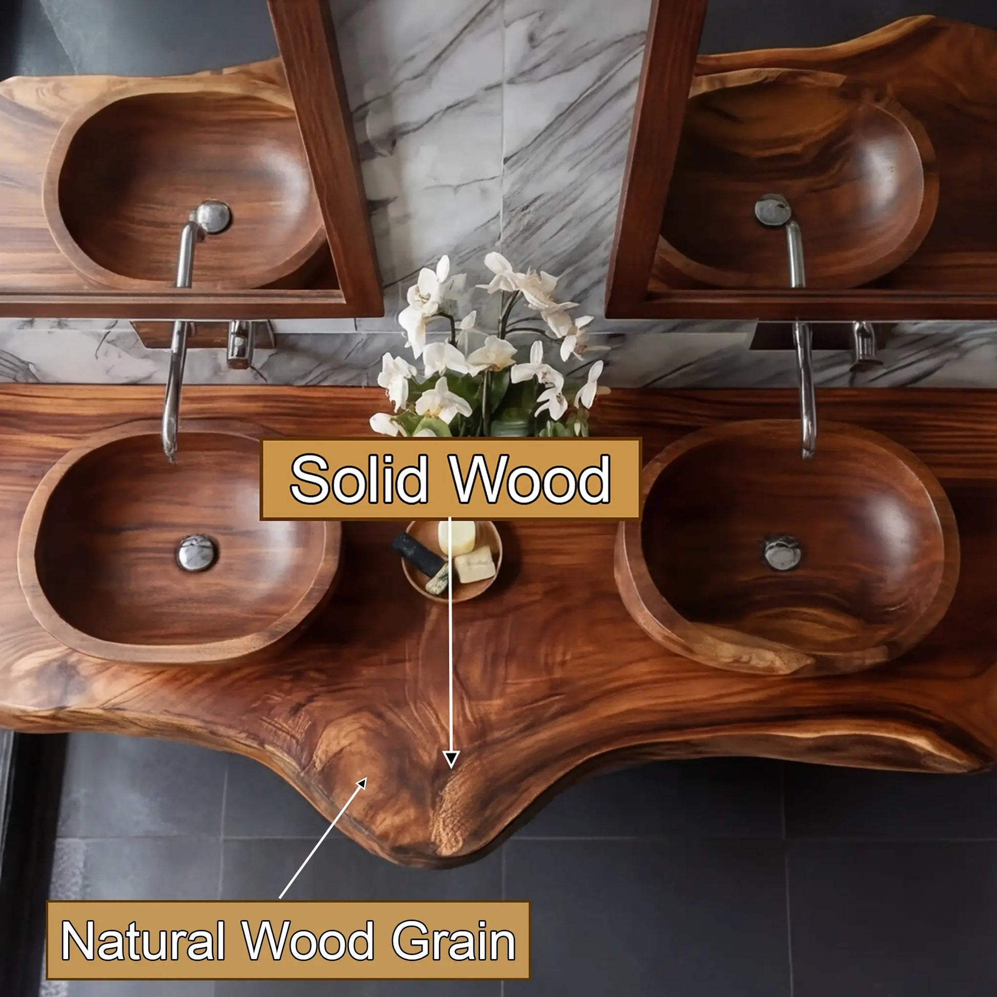 Velcanto Live Edge Solid Wood Floating Bathroom Vanity SPA349352 Kitchnce