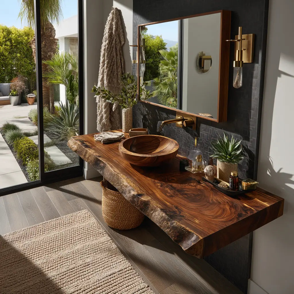 Velmora Live Edge Solid Wood Floating Bathroom Vanity SPA358942 Kitchnce