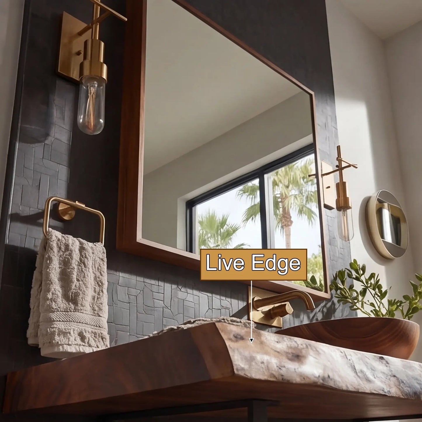 Velmora Live Edge Solid Wood Floating Bathroom Vanity SPA358942 Kitchnce