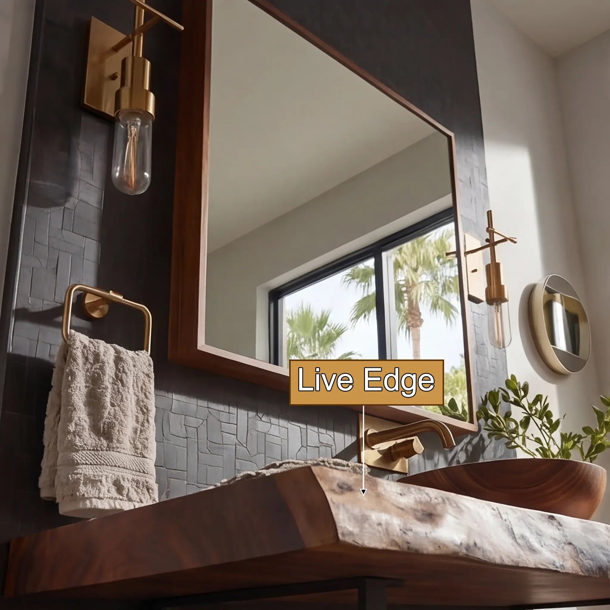Velmora Live Edge Solid Wood Floating Bathroom Vanity SPA358942 Kitchnce