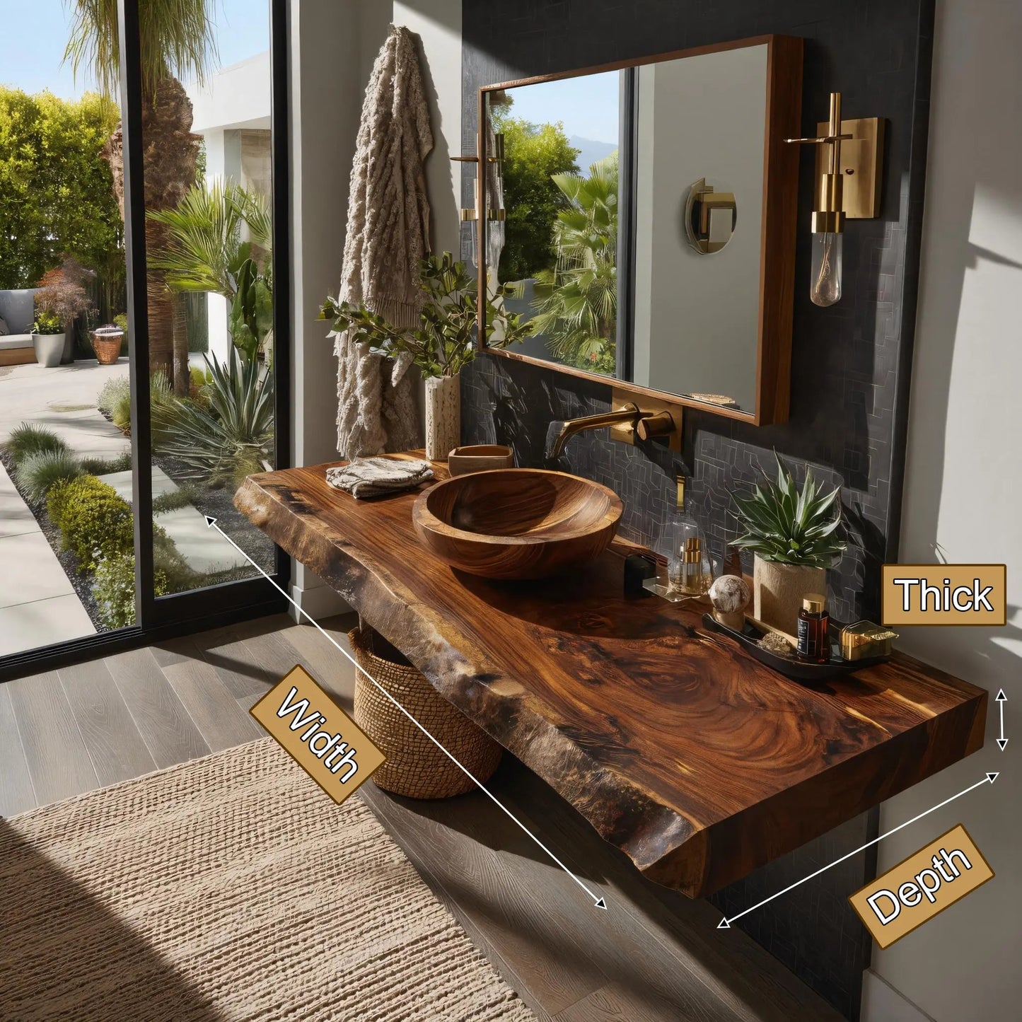 Velmora Live Edge Solid Wood Floating Bathroom Vanity SPA358942 Kitchnce