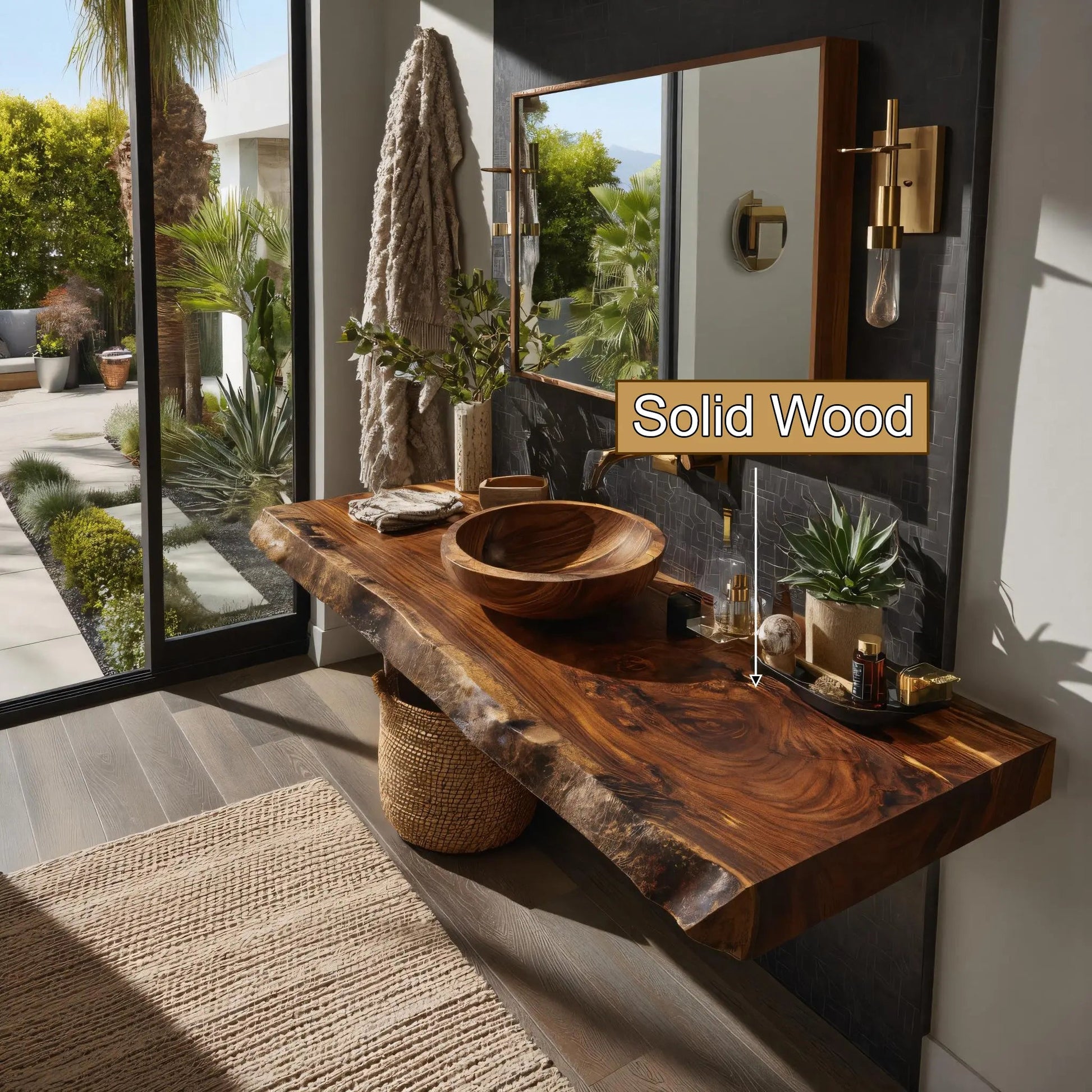 Velmora Live Edge Solid Wood Floating Bathroom Vanity SPA358942 Kitchnce