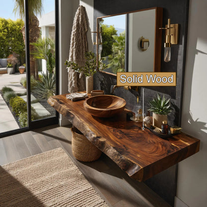 Velmora Live Edge Solid Wood Floating Bathroom Vanity SPA358942 Kitchnce