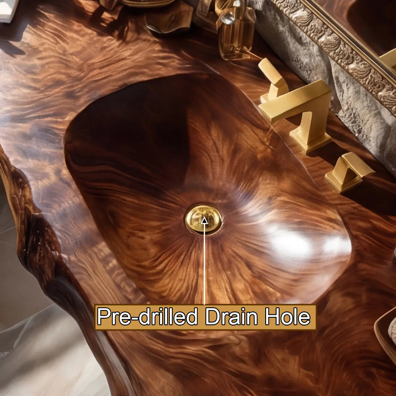 Velmora Live Edge Solid Wood Floating Bathroom Vanity with Integrated Sink SPA555232 Kitchnce