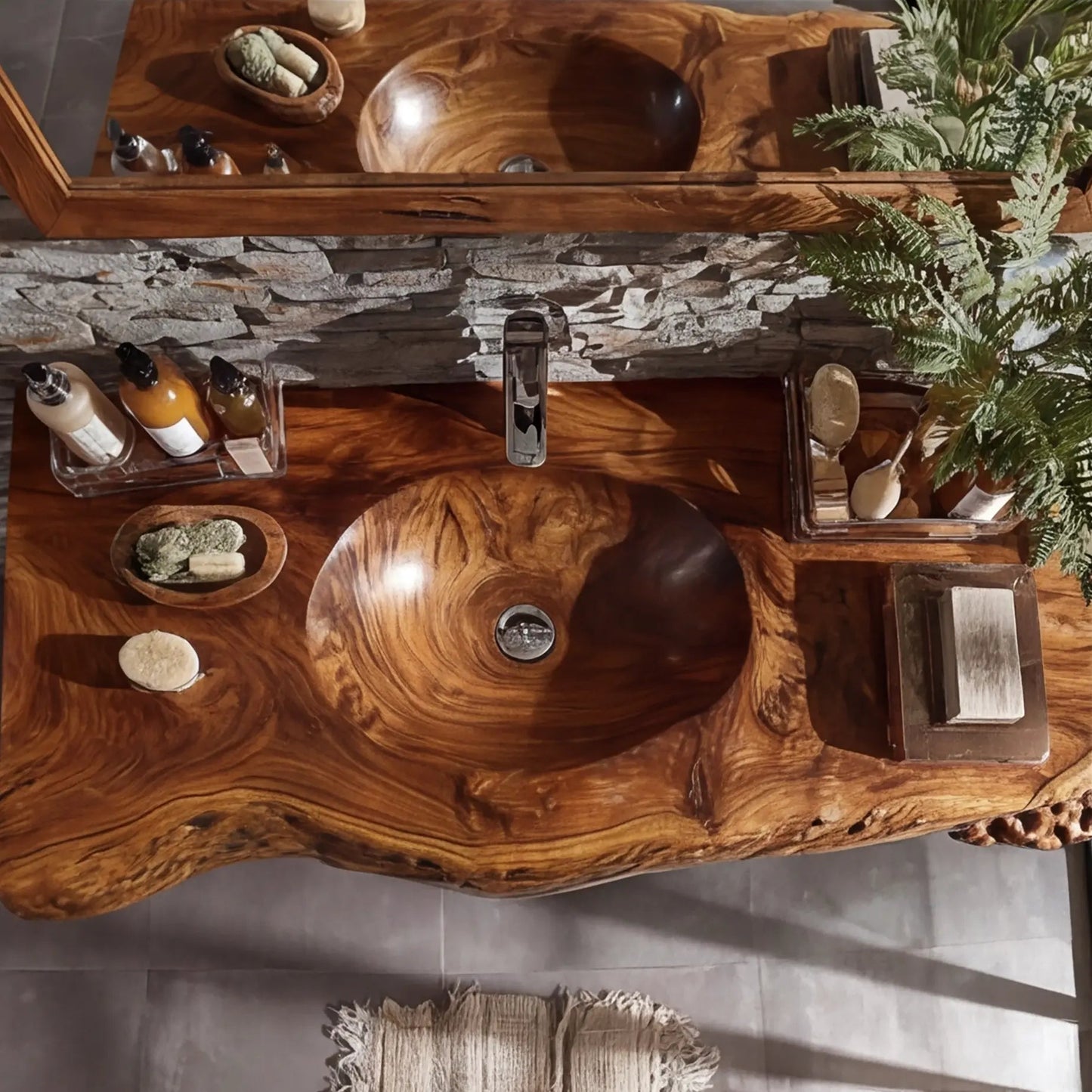 Velmoris Live Edge Solid Wood Floating Bathroom Vanity with Integrated Sink SPA200003 Kitchnce