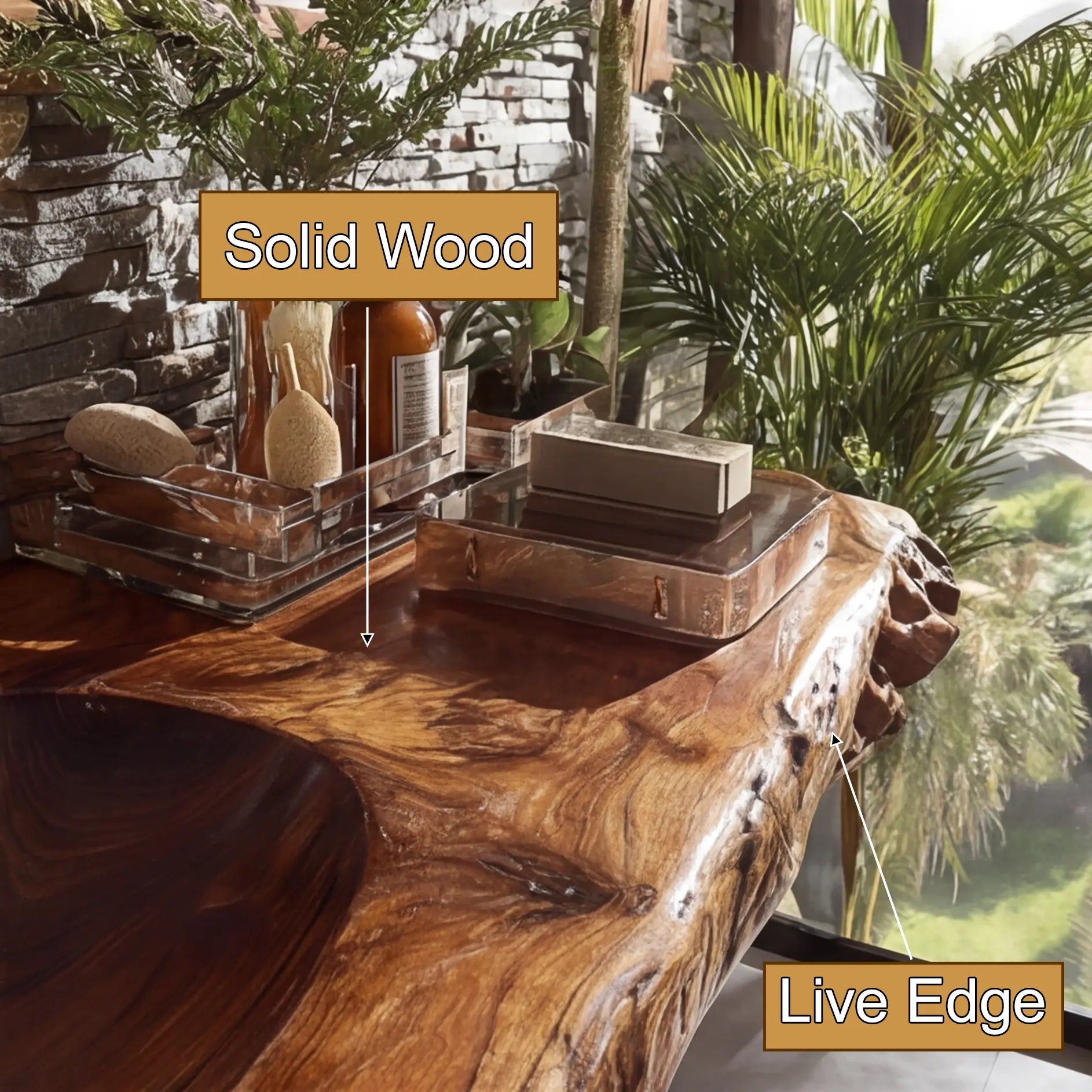 Velmoris Live Edge Solid Wood Floating Bathroom Vanity with Integrated Sink SPA200003 Kitchnce