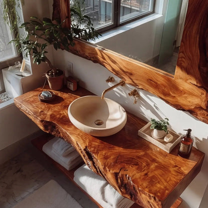 Velmoro Handcrafted Live Edge Solid Wood Floating Bathroom Vanity SPA723618 Kitchnce